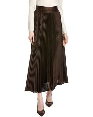 Tahari Pleated Midi Skirt - Brown