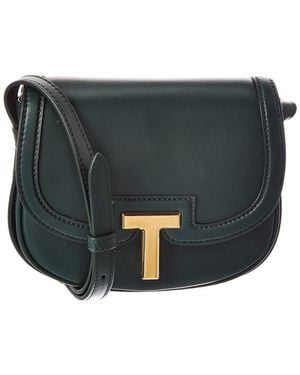 Tom Ford T Plaque Leather Shoulder Bag - Black
