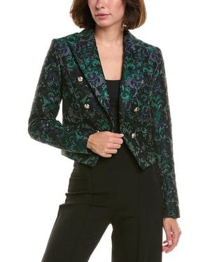 KARL LAGERFELD Cropped Textured Jacquard Coat - Green