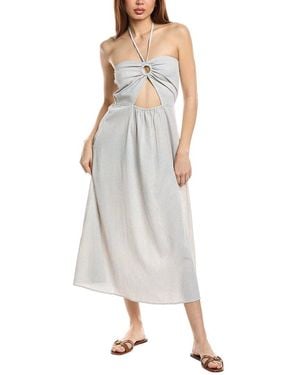 Echo Seersucker Midi Dress - White