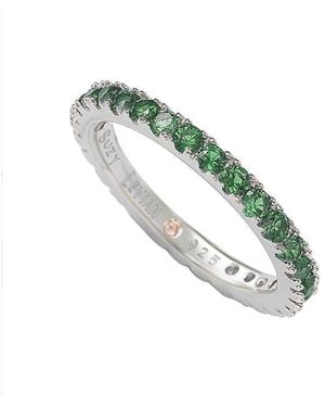 Suzy Levian Silver Cz Stackable Ring - Green