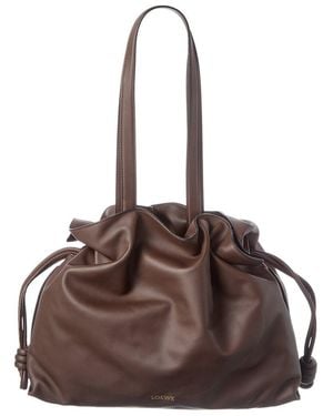 Loewe Flamenco Large Leather Bucket Bag - Brown