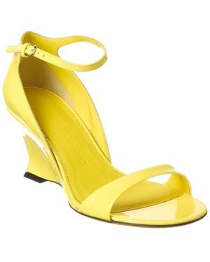 Ferragamo Leather Wedge Sandal - Yellow