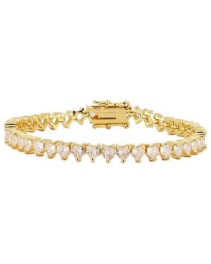 Glaze Jewelry 18K Plated Cz Heart Tennis Bracelet - Metallic