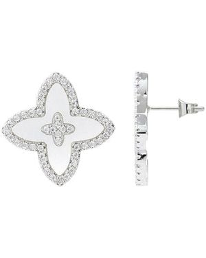 Adornia Plated Mother Of Pearl Statement Flower Stud Earrings - White