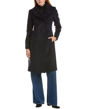 Sofiacashmere Sofiacashmere Round Collar Wool & Cashmere-Blend Coat - Black