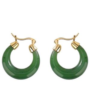 Liv Oliver 18K Plated Jade Earrings - Green
