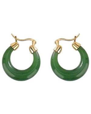 Liv Oliver 18K Plated Jade Earrings - Green