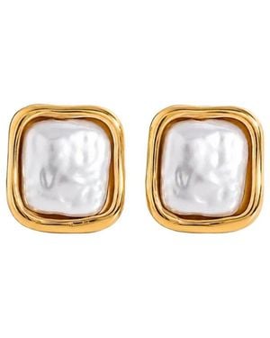 Jewels by Sunaina Icon 18K Plated Stainless Steel Cz Stud Earrings - Metallic