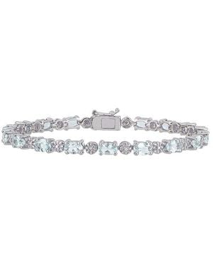 Rina Limor Silver 7.22 Ct. Tw. Diamond & Aquamarine Tennis Bracelet - White