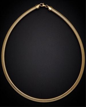 Italian Gold 14k Flat Mesh Choker Necklace - Black