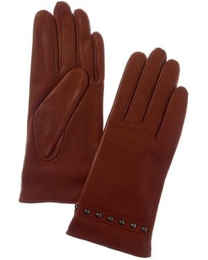 Sofiacashmere Sofiacashmere Cashmere-Lined Nappa Leather Gloves - Brown