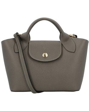 Longchamp Épure Leather Mini Satchel - Grey