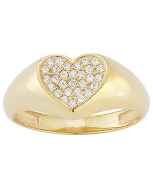 Sphera Milano 14K Over Cz Heart Signet Ring - White
