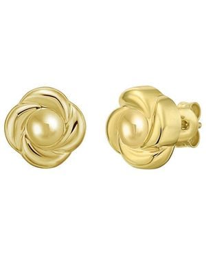 Italian Gold 14K Floral Stud Earrings - Metallic