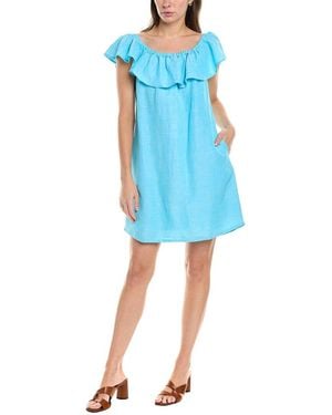 Tommy Bahama St. Lucia Ruffle Linen-Blend Cover-Up Dress - Blue
