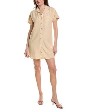 Bella Dahl Roll Sleeve Pocket Linen-Blend Shirtdress - Natural