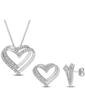 Rina Limor 0.40 Ct. Tw. Diamond Pendant & Earrings Set - Metallic