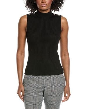 Tahari Mock Neck Rib Top - Black