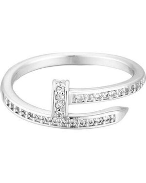 Adornia Plated Cz Nail Ring - White