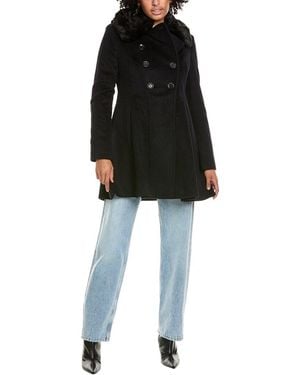 Via Spiga Double-Breasted Wool-Blend Coat - Black