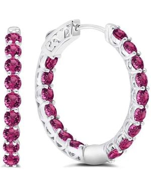 MaxColor 4.00 Ct. Tw. Lab-Grown Ruby Hoop Earrings - Pink