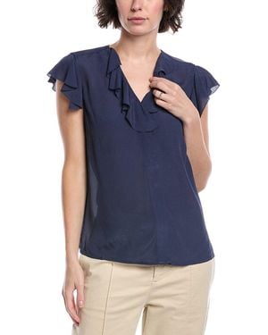 Brooks Brothers Flutter Sleeve Blouse - Blue
