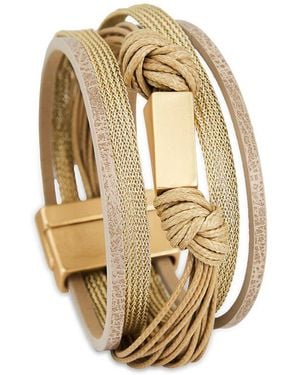 Saachi Khaki Cord Leather Bracelet - Metallic