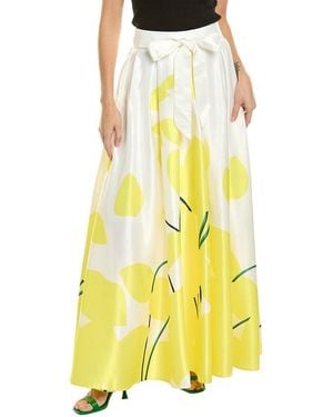 Gracia Pleated Satin Maxi Skirt - Yellow