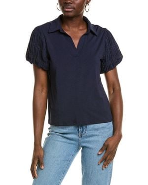 Nanette Lepore Gathered Puff Sleeve Blouse - Blue