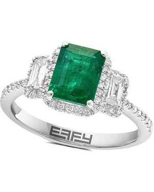 Effy Fine Jewelry 14K 1.91 Ct. Tw. Diamond & Emerald Ring - Green