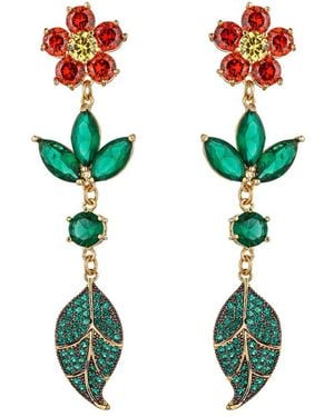 Eye Candy LA Cz Mahnaz Flower Drop Earrings - Green