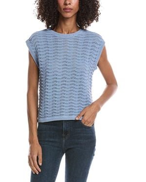 Bernardo Knitted Wave Pointelle Boxy Shell - Blue