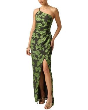 Adrianna Papell Burnout Jacquard Long Dress - Green