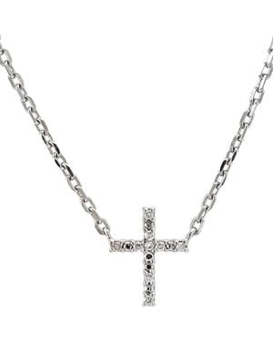Diamond Select Cuts 0.04 Ct. Tw. Diamond Cross Necklace - Metallic
