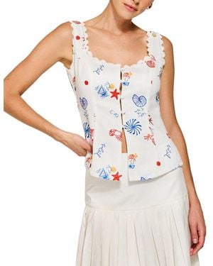 Line & Dot Reeta Top - White