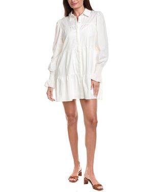 Wayf Tiered Shirtdress - White