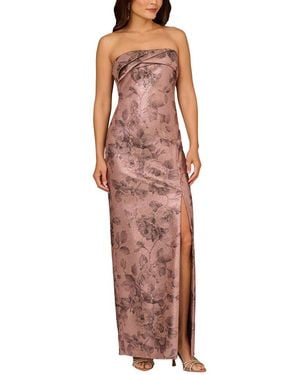 Aidan Mattox Printed Jacquard Dress - Red