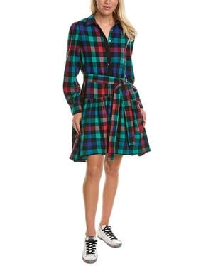PEARL BY LELA ROSE Plaid Flannel Shirtdress - Blue