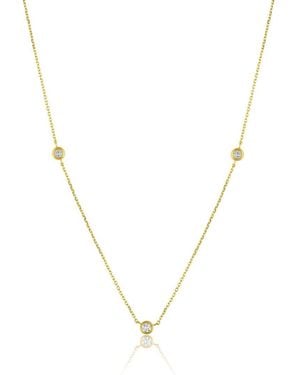 MaxColor 10K 0.17 Ct. Tw. Lab-Grown Diamond 3 Station Necklace - Metallic