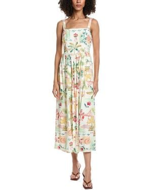 Julia Jordan Linen-Blend Midi Dress - Metallic