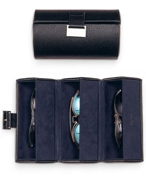 Bey-berk Leather Travel Sunglass Roll - Blue