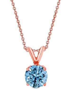 Amairah 14K Rose 1.00 Ct. Tw. Lab-Grown Diamond Solitaire Pendant Necklace - White