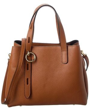 Italian Leather Top Handle Bag - Brown
