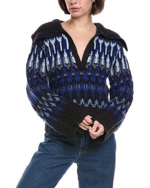 Ramy Brook Augustus Wool-Blend Sweater - Blue