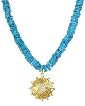 Rachel Reinhardt Jewelry 18K Filled Cz Heart Pendant Necklace - Blue
