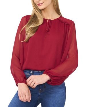 Cece Tie Neck Blouse - Red