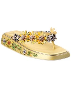Roger Vivier Satin & Leather Sandal - Metallic
