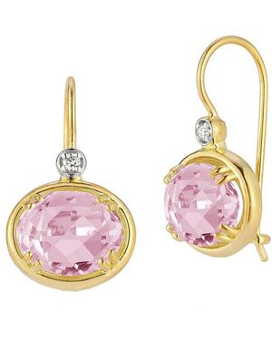 Reiss 14k 4.95 Ct. Tw. Diamond & Rose Quartz Earrings - Pink