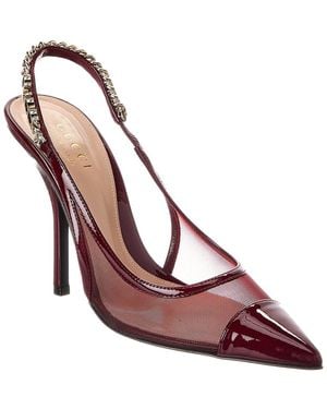 Gucci Signoria Mesh & Patent Slingback Pump - Pink